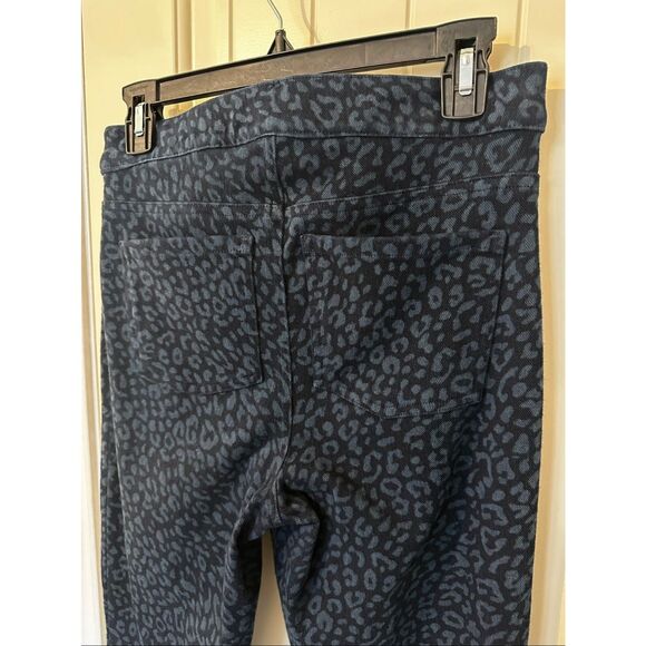 Spanx Blue Black Leopard Cheetah Print Skinny Jegging Slimming Jean Pants Sz M - Picture 8 of 11